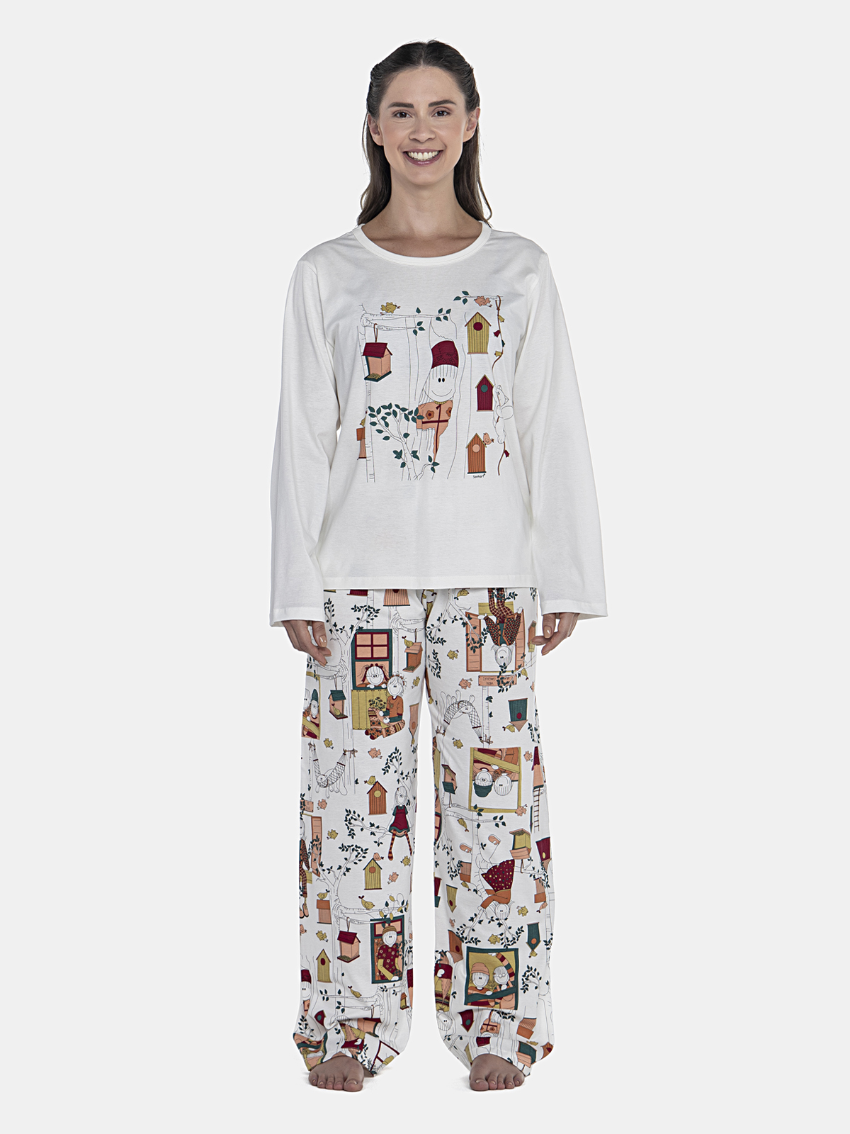 CONJ FEM ADULTO CAMISETE ML CALCA ALG