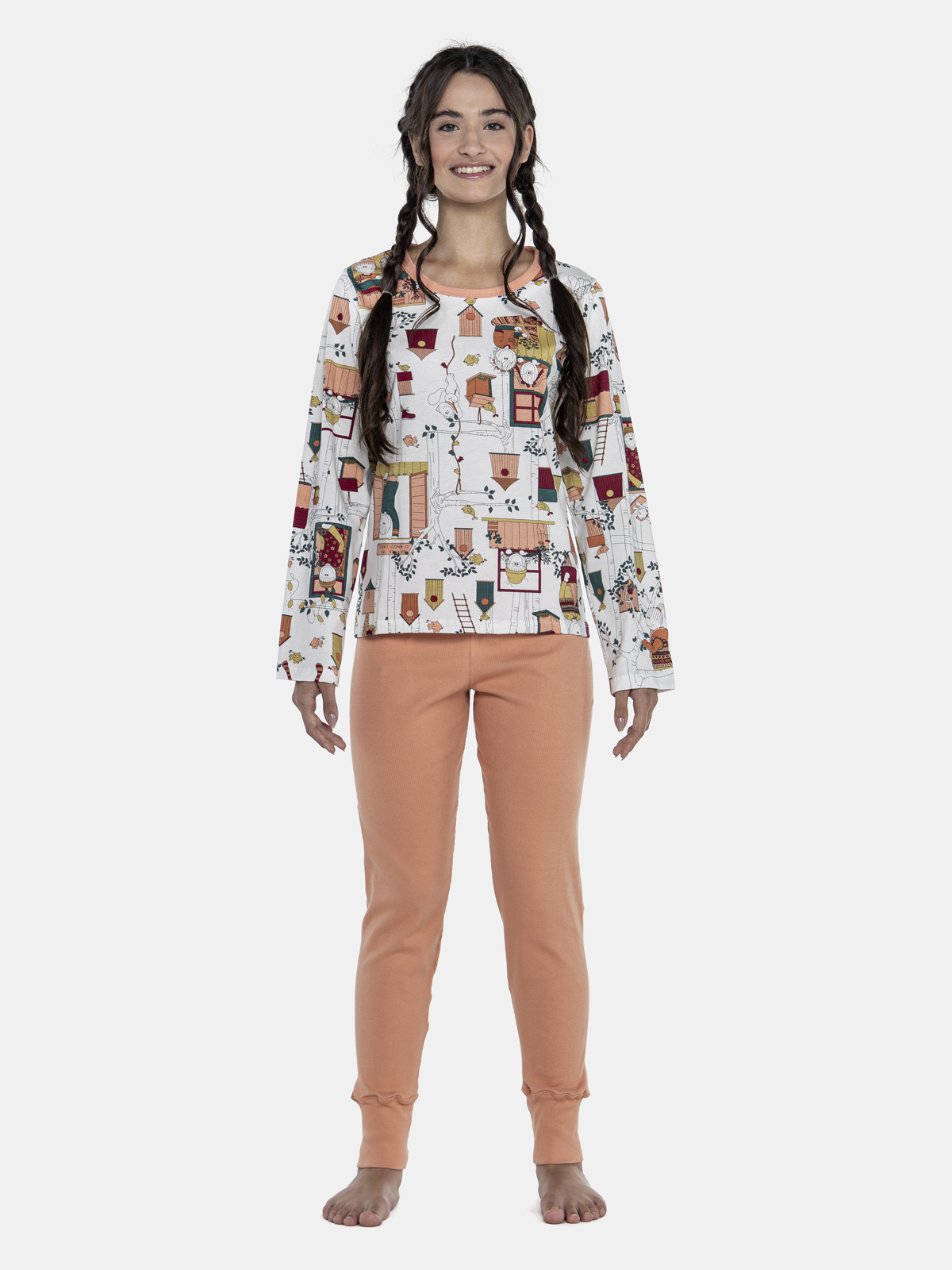 CONJ FEM ADULTO CAMISETE ML ALG CALCA CA