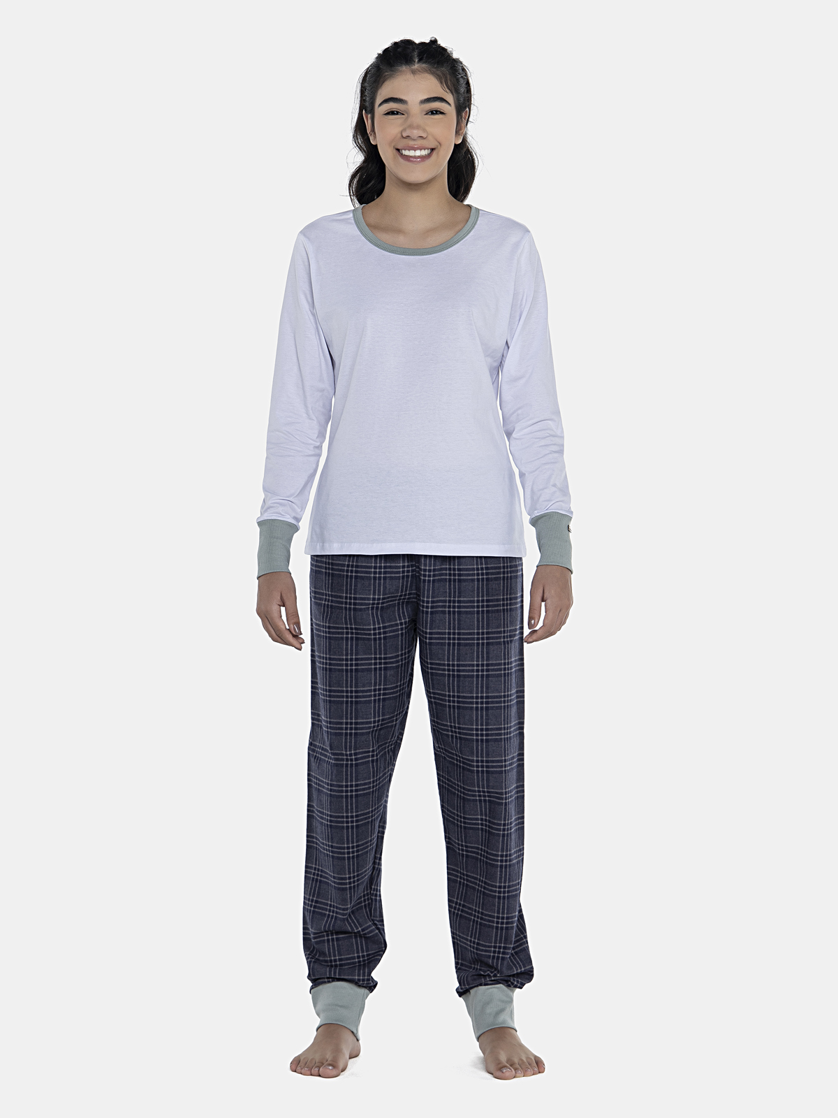 CONJ FEM ADULTO CAMISETE ML ALG CALCA C/