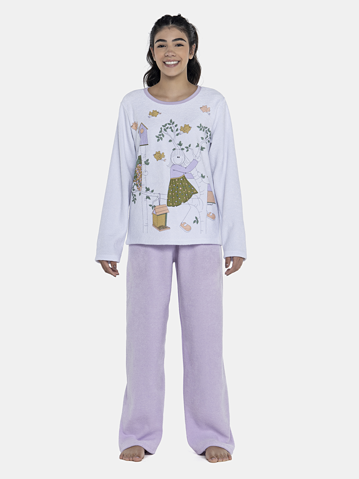 CONJ FEM ADULTO CAMISETE ML CALCA PLUSH