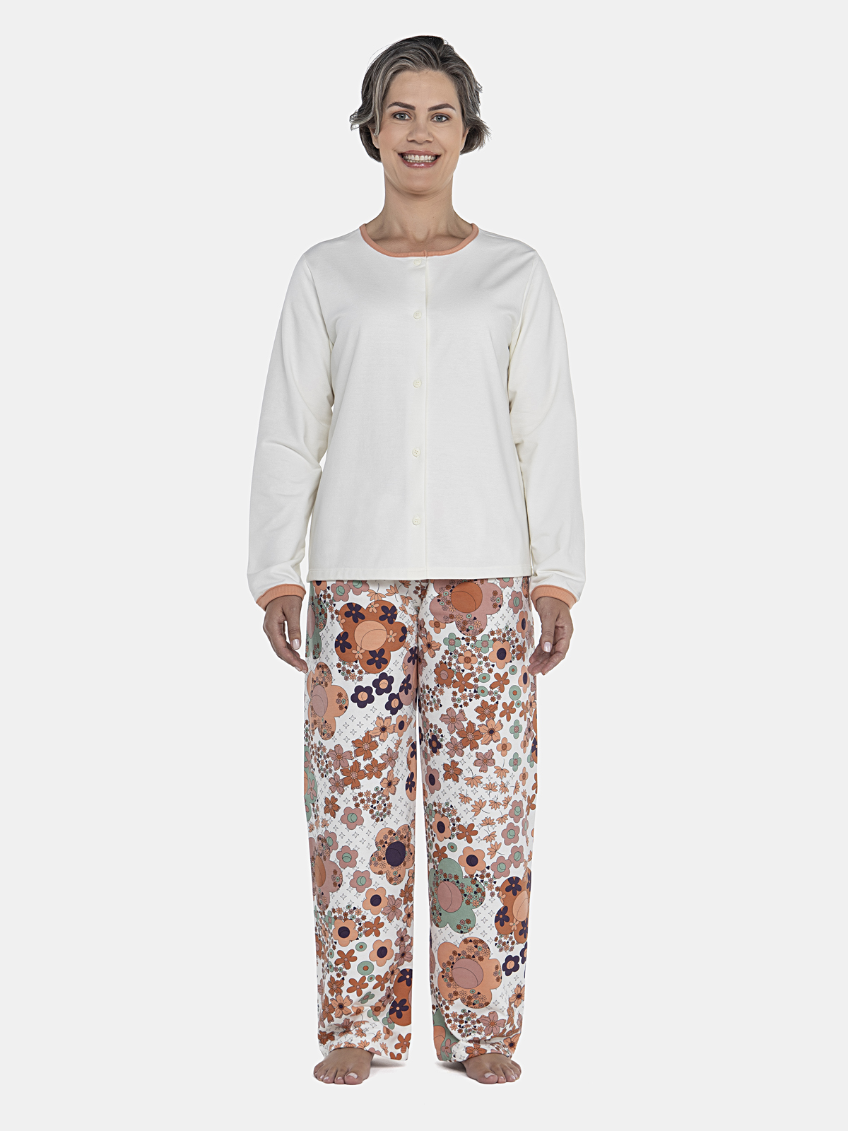 CONJ FEM ADULTO BLUSA ML ABERTA CALCA MO