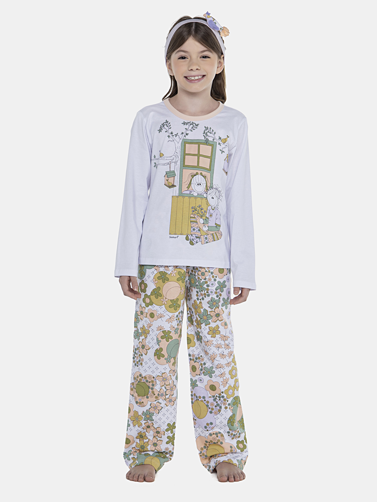 CONJ FEM KIDS CAMISETE ML CALCA ALG