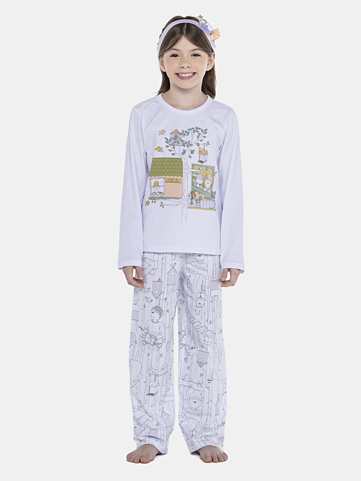 CONJ FEM KIDS CAMISETE ML CALCA ALG