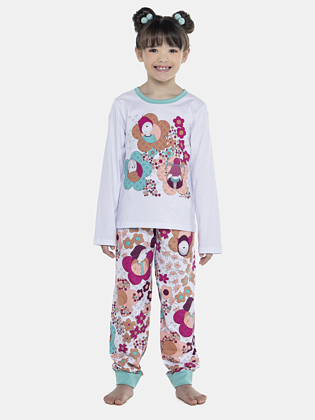 CONJ FEM KIDS CAMISETE ML CALCA ALG