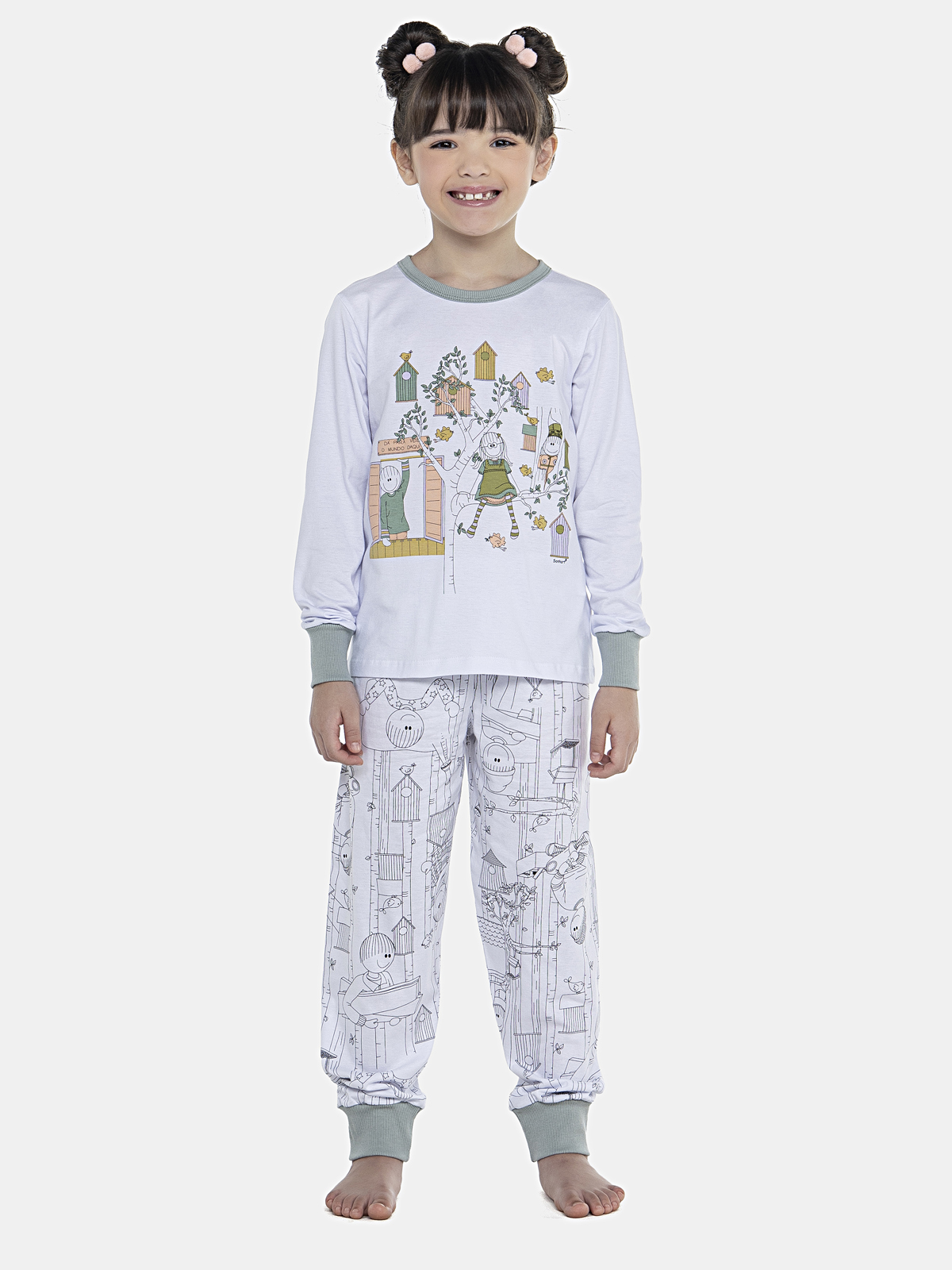 CONJ FEM KIDS BLUSA ML ALG C/PUN CAL ALG
