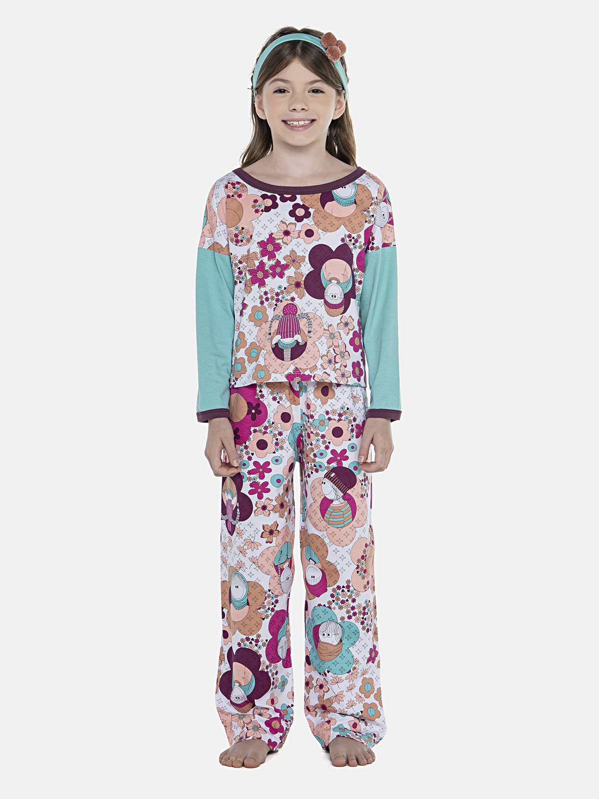 CONJ FEM KIDS CAMISETE ML CALCA ALG