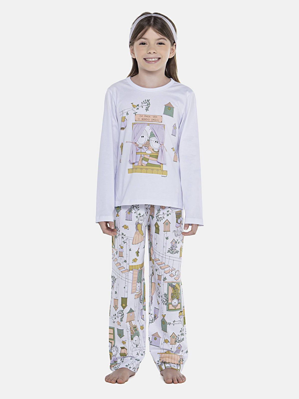 CONJ FEM KIDS CAMISETE ML CALCA ALG