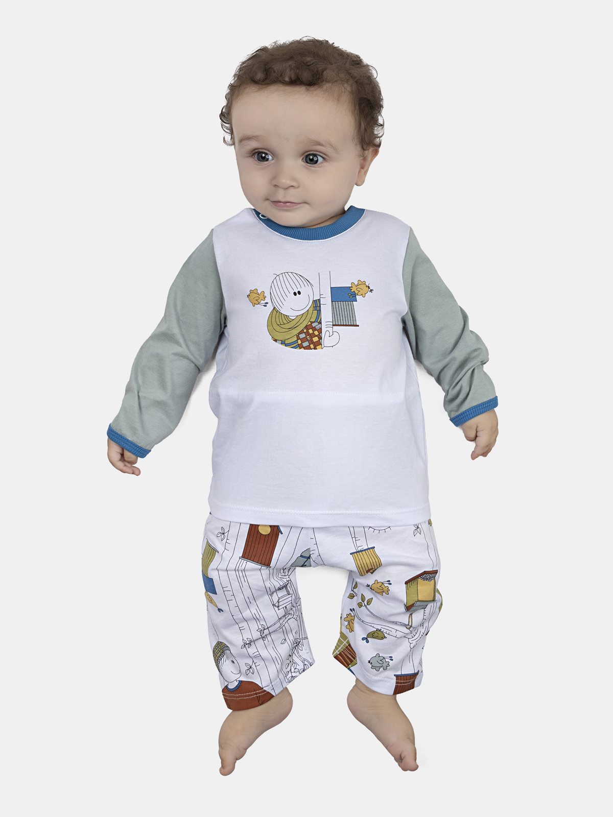 CONJ MAS BEBE CAMISETE ML CALCA ALGODAO