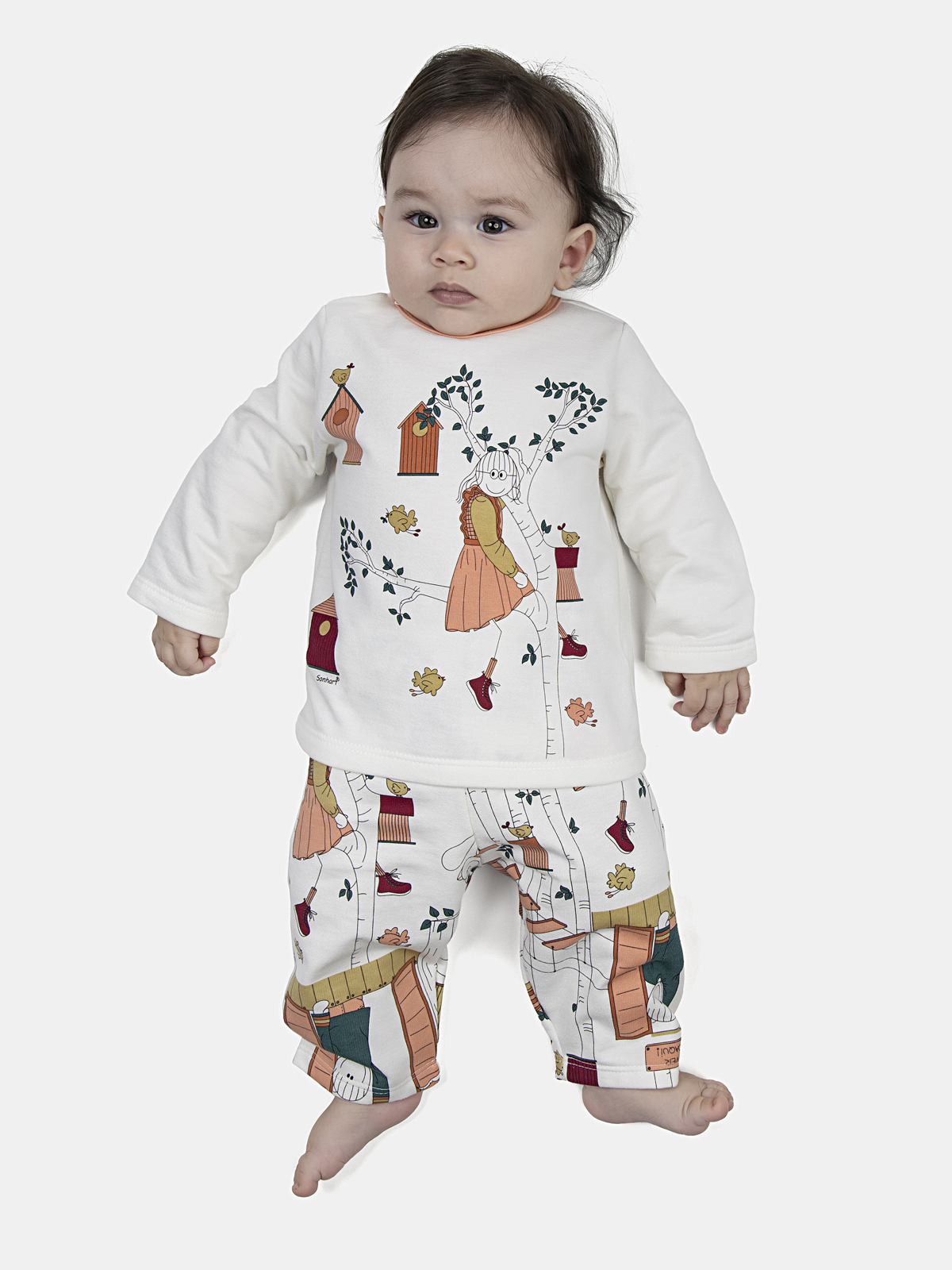 CONJ FEM BEBE CAMISETE ML CALCA MOLETINH