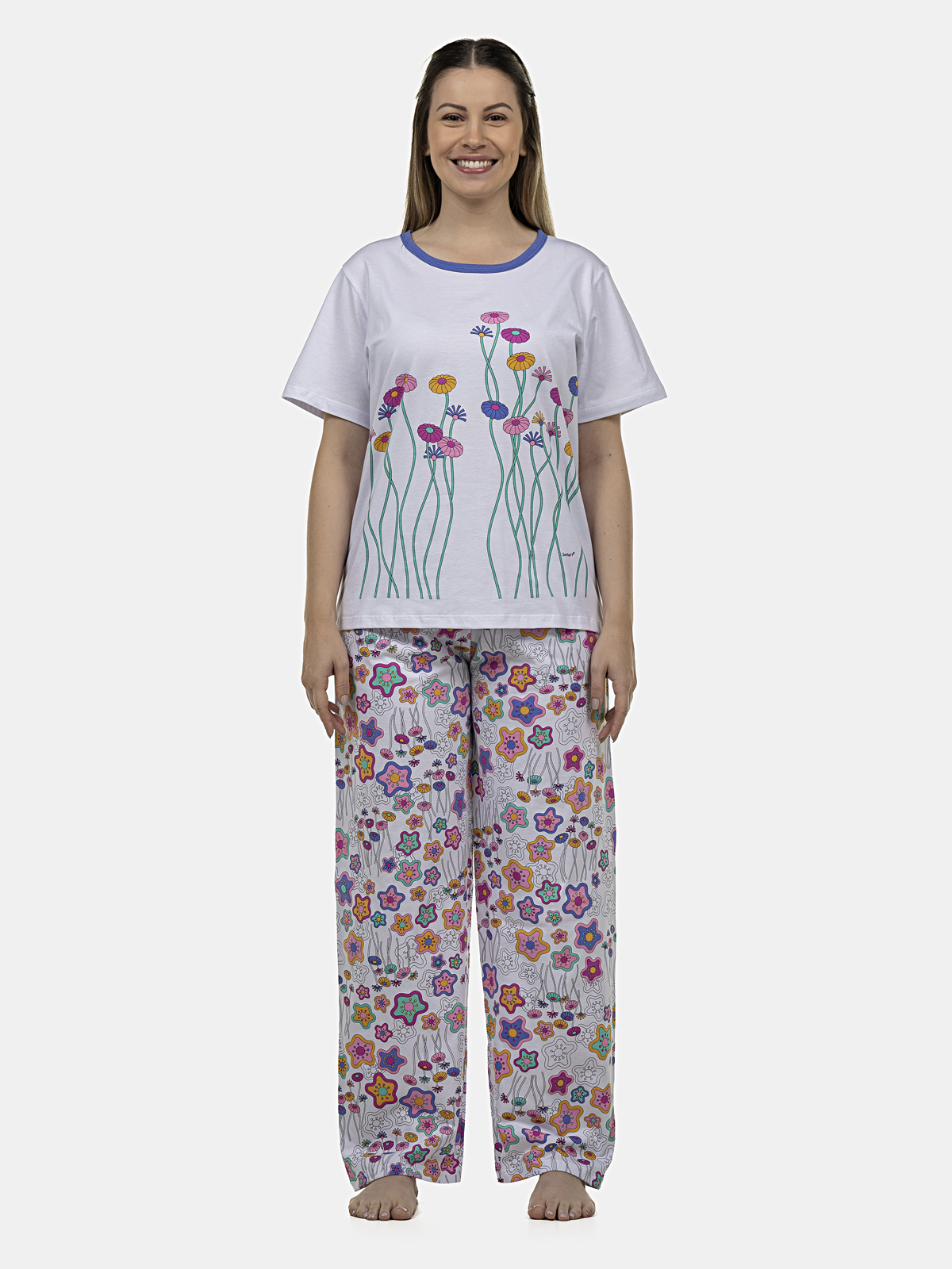 Pijama Manga Curta e Calça