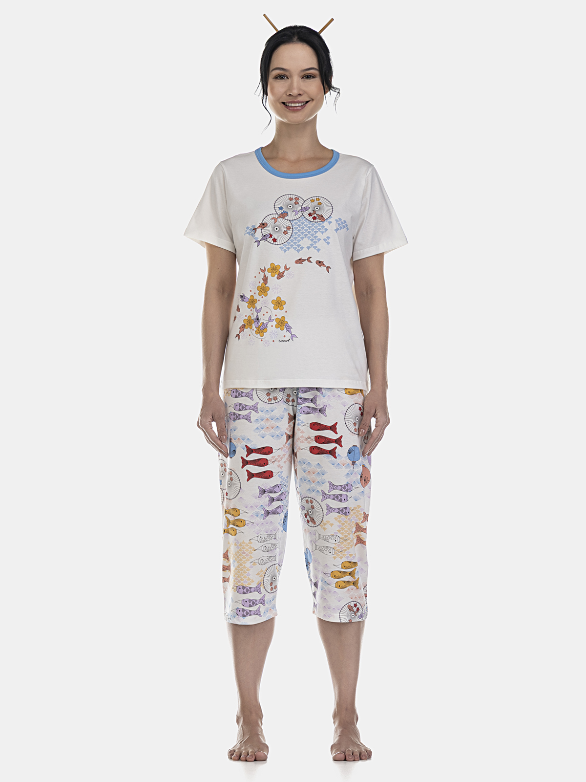 Conjunto camisete manga curta e corsário