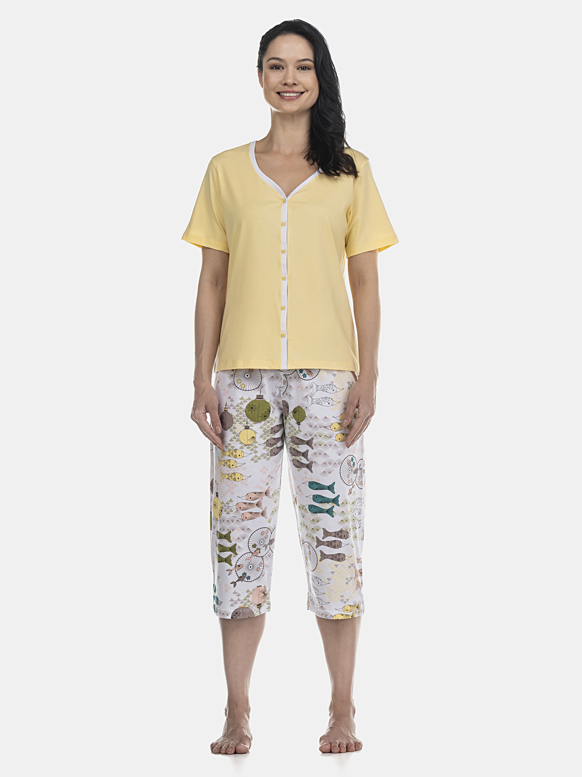 Conjunto camisete manga curta e corsário