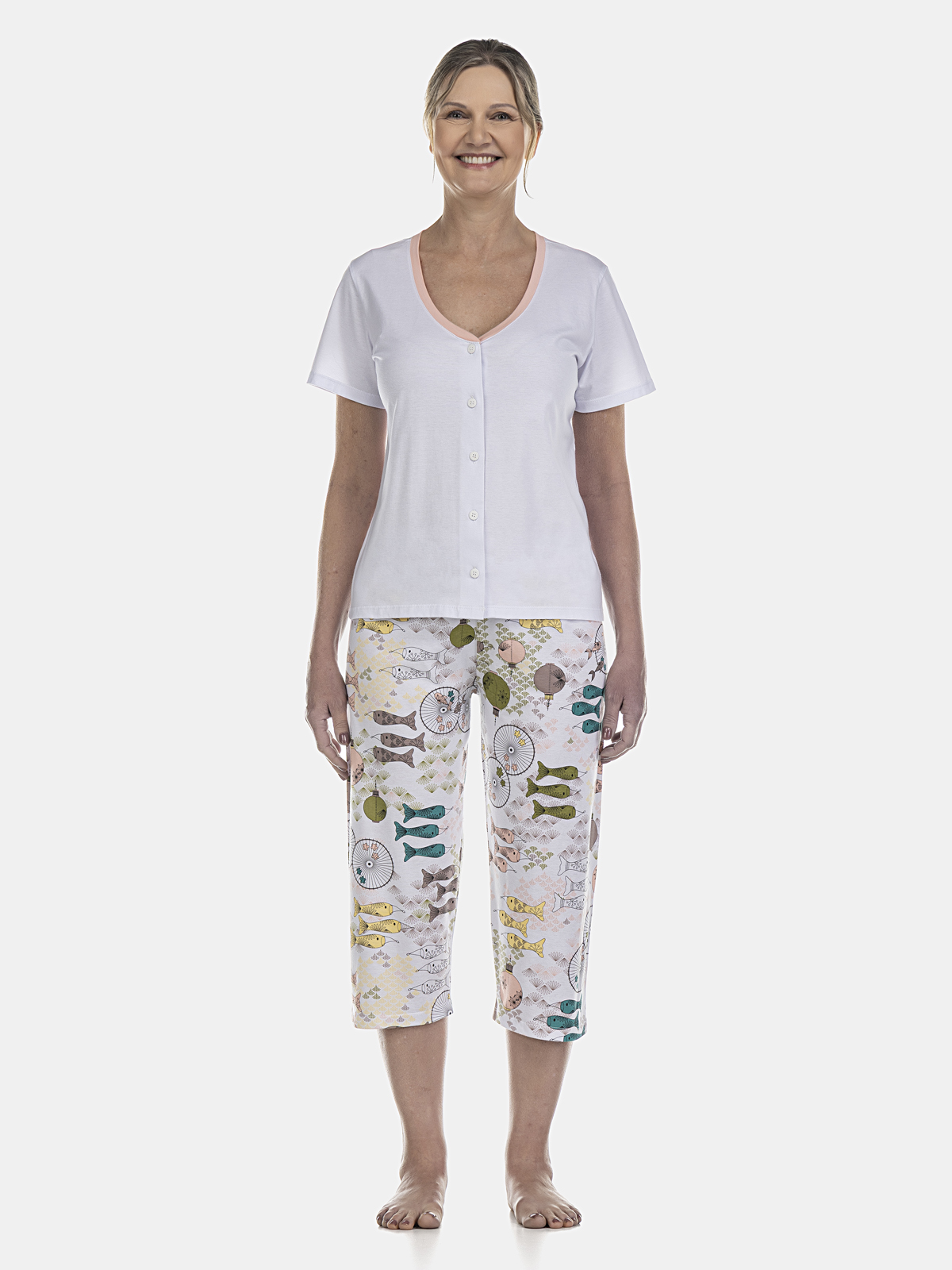 Conjunto camisete com abertura e corsário