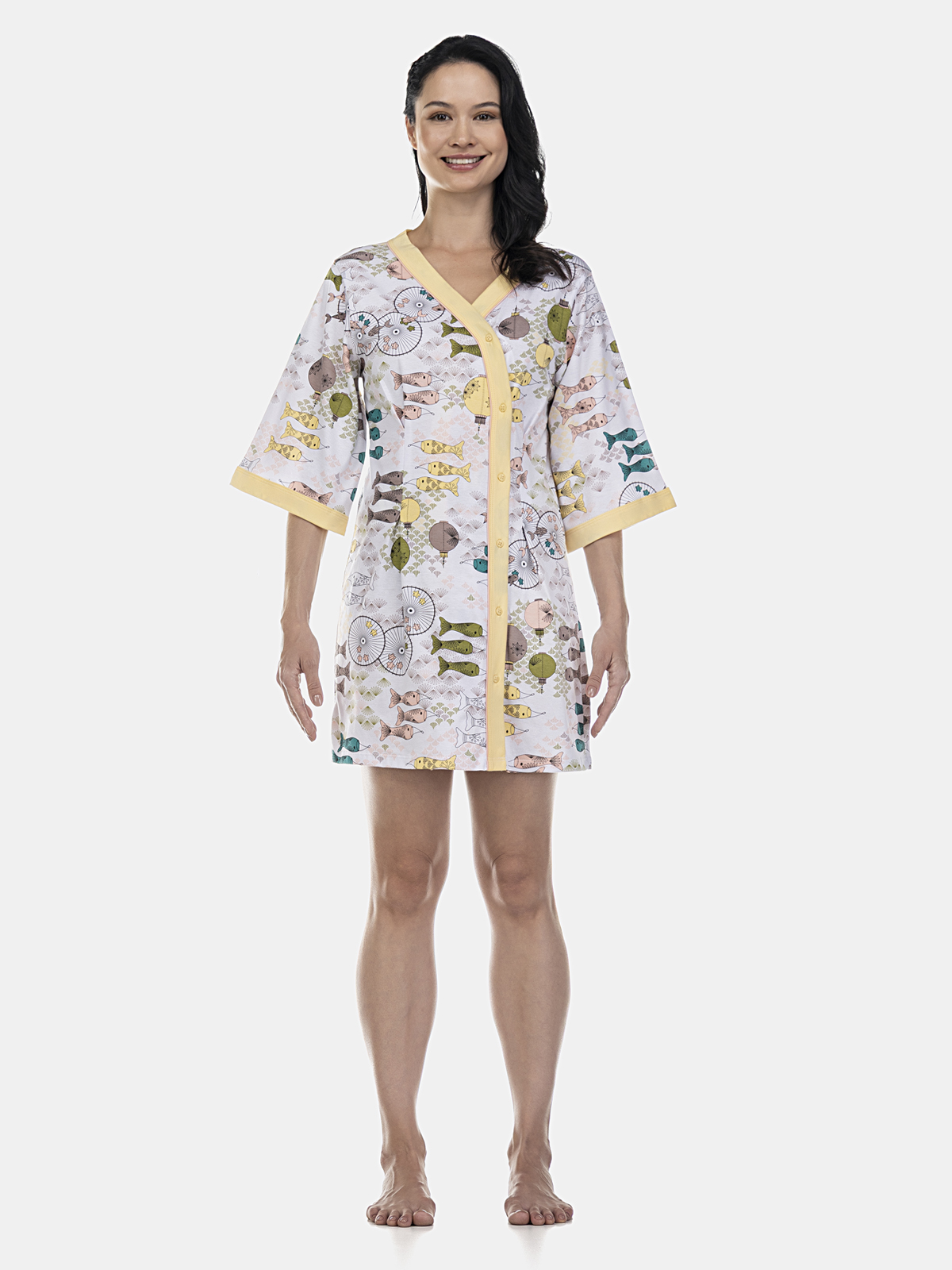 Camisão manga curta com fechamento em botões