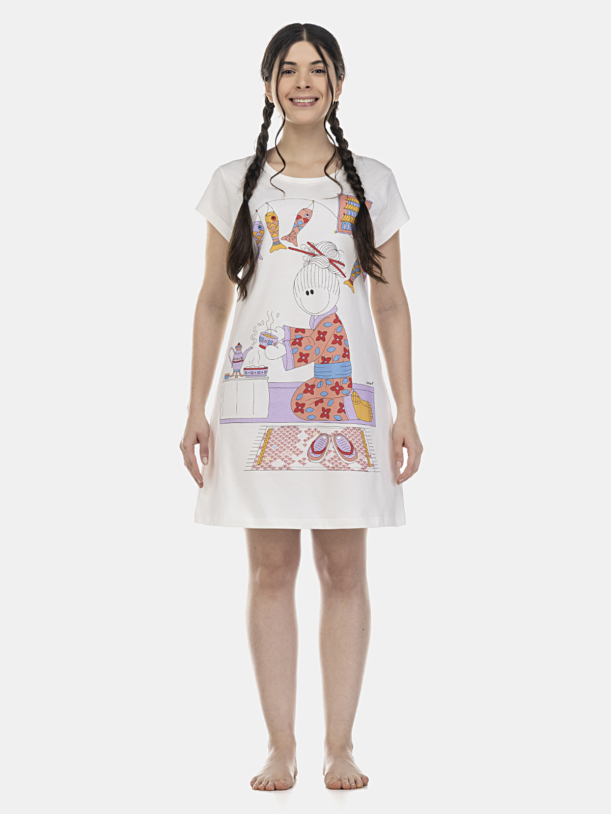 camisão manga curta acinturado