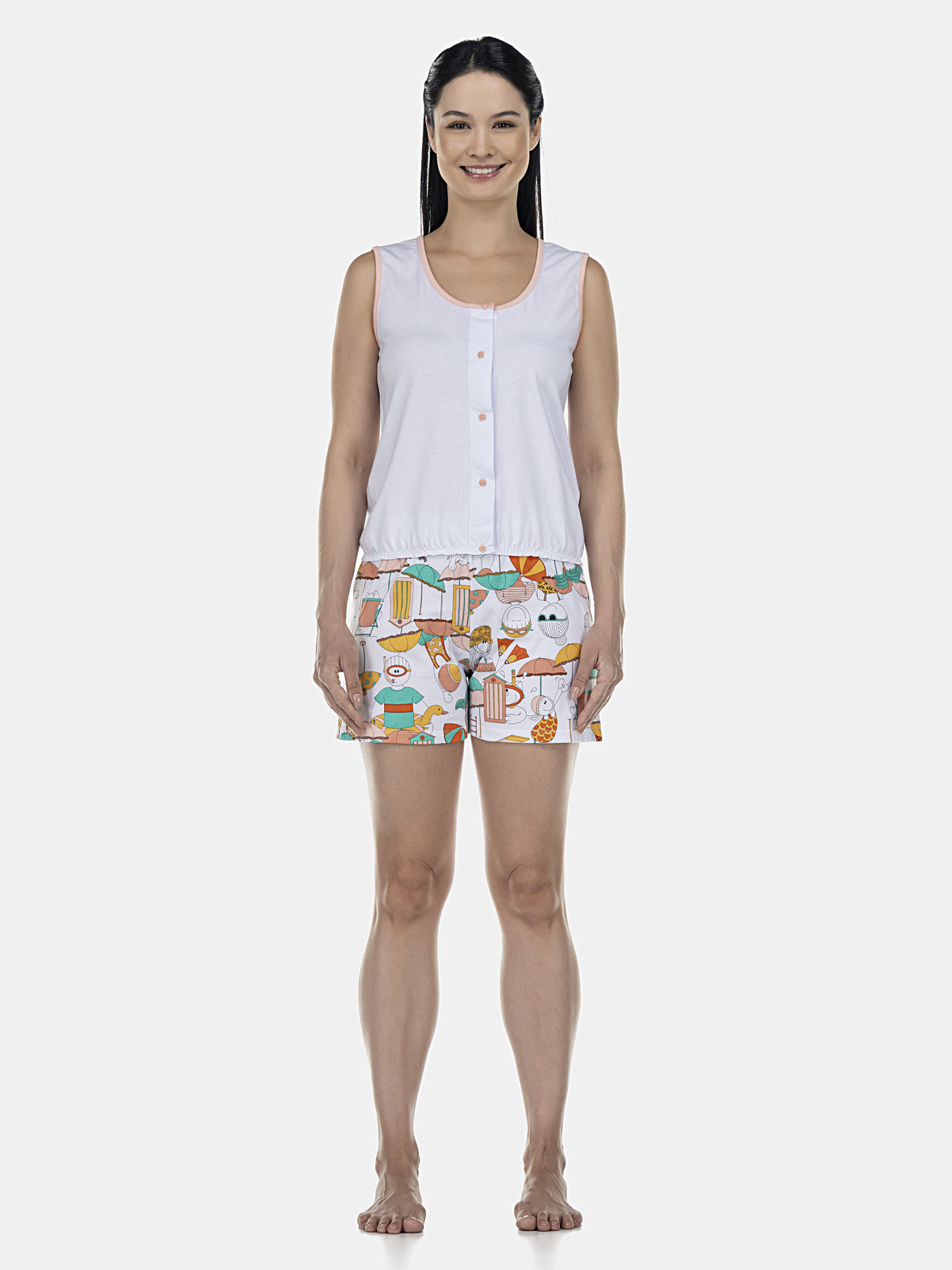 Conjunto Blusa Regata Aberta e Short 