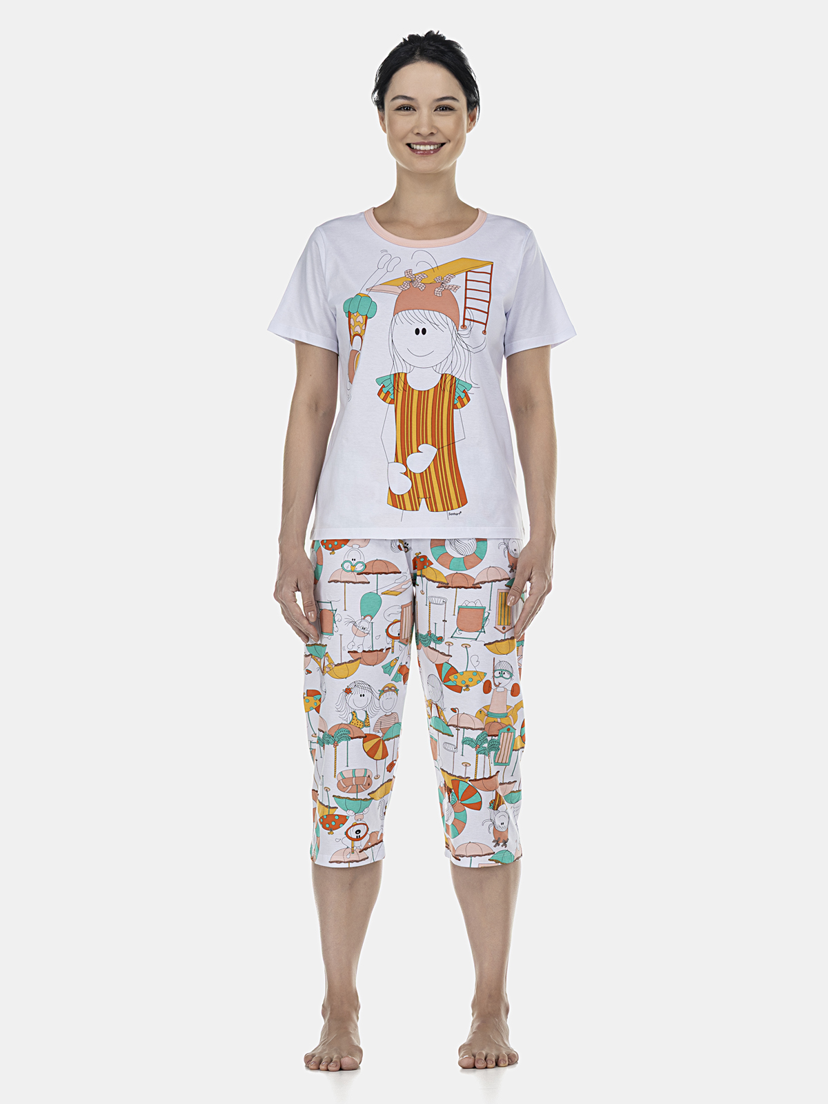 Conjunto Camisete Manga Curta e Corsário