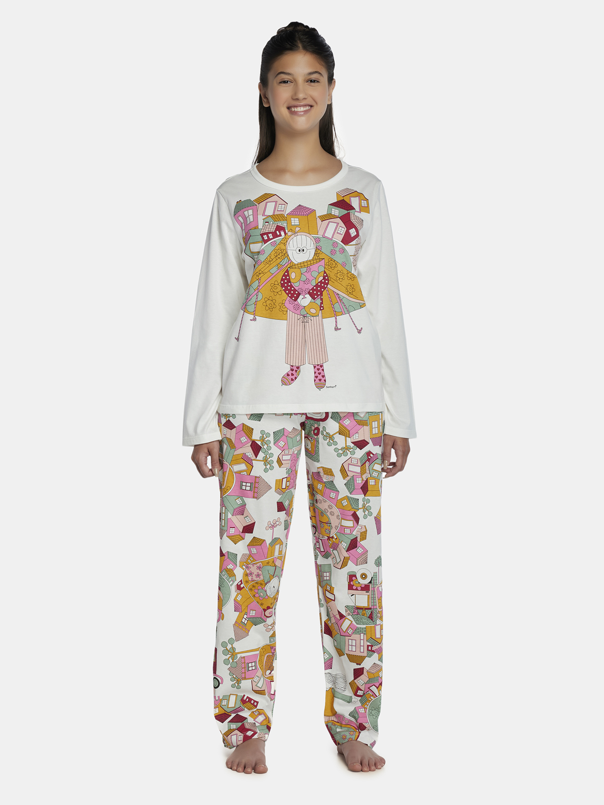 Conjunto camisete e calça de algodão