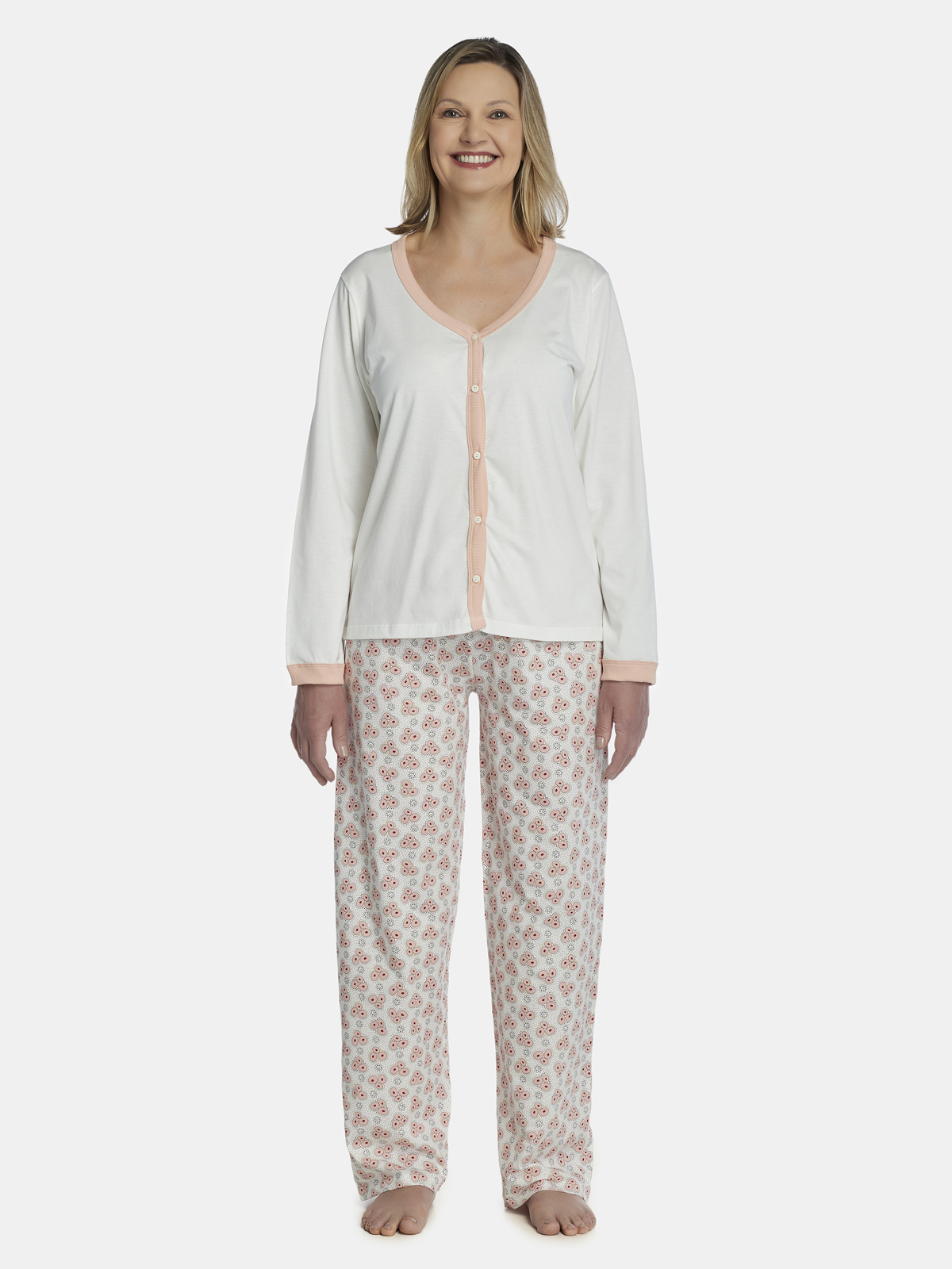 Conjunto blusa aberta e calça de algodão