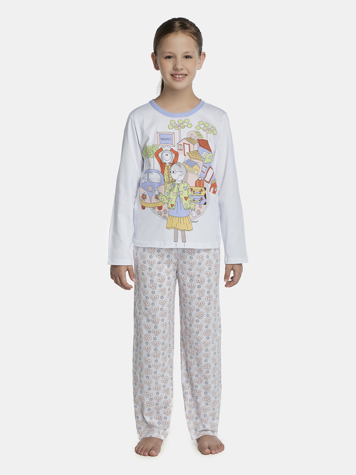 Conjunto camisete e calça de algodão