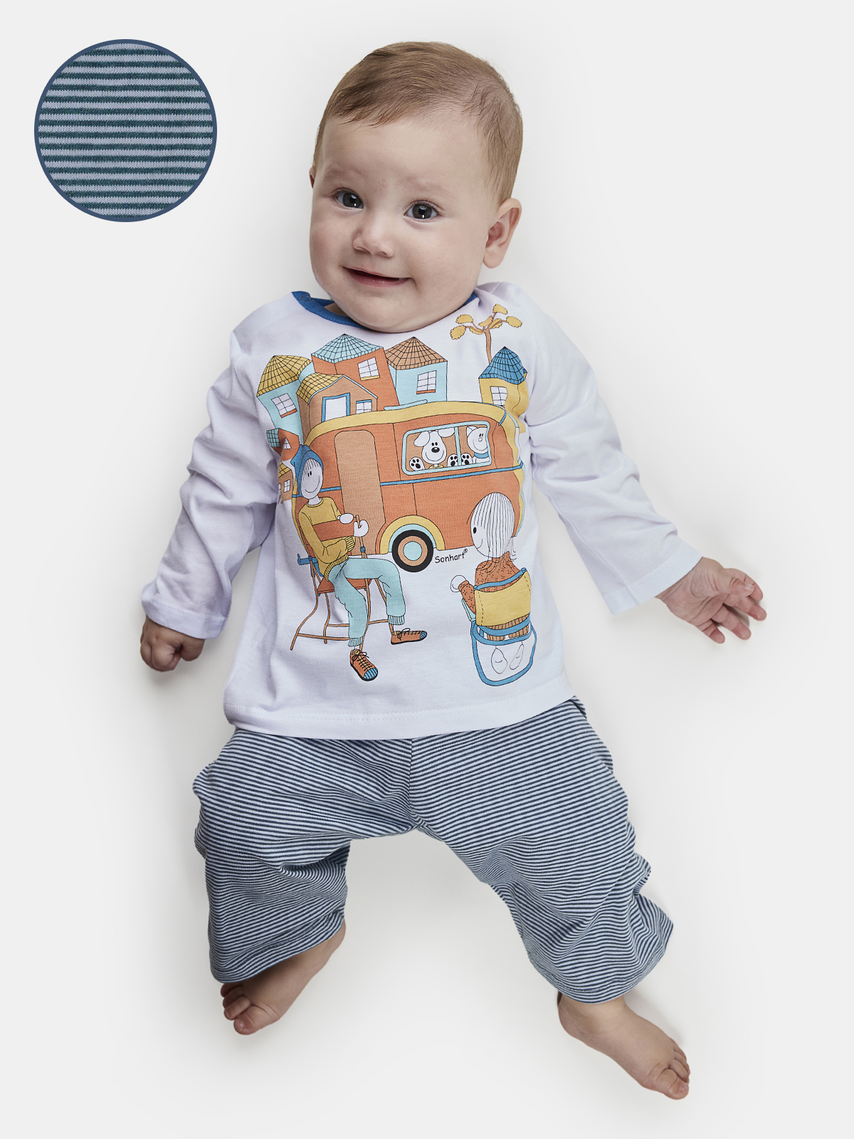 Conjunto camisete e calça de algodão