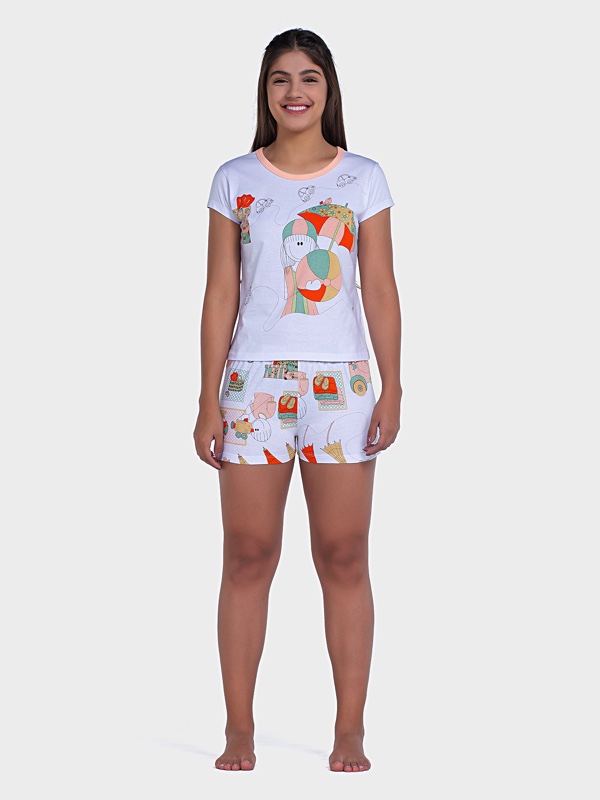 Pijama Manga Curta Baby-Look e Short