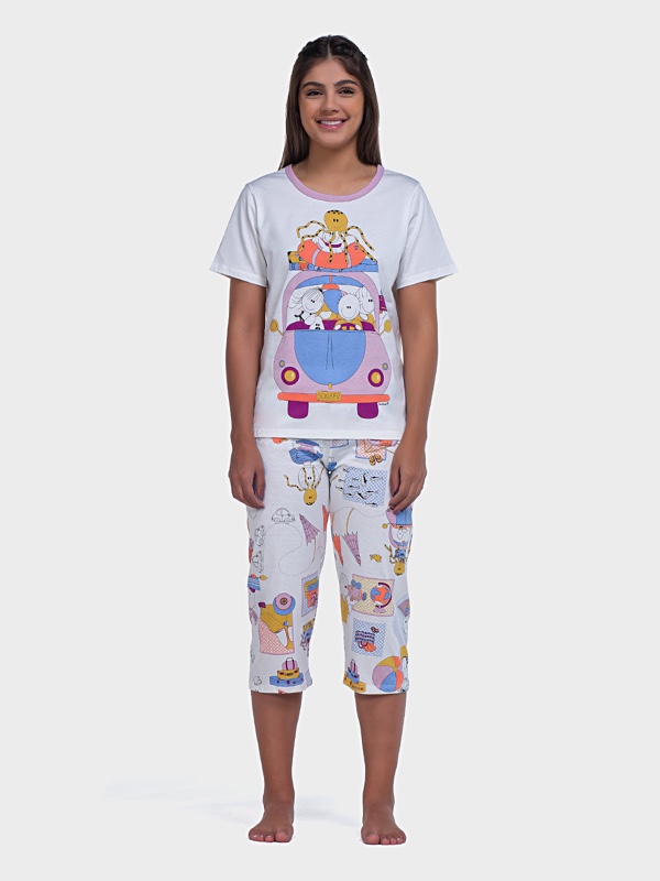 Pijama Manga Curta e Corsário