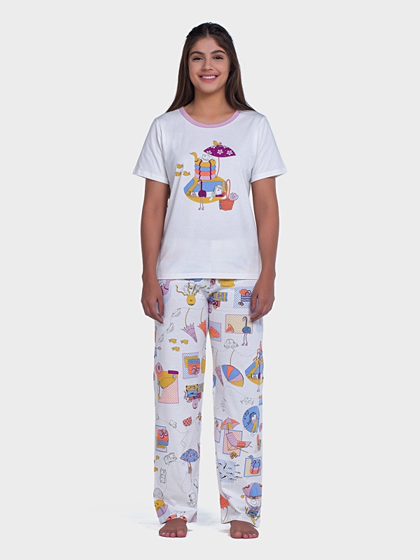 Pijama Manga Curta e Calça